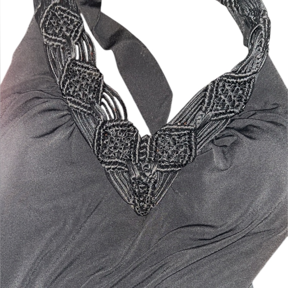 Black Beaded Halter Top